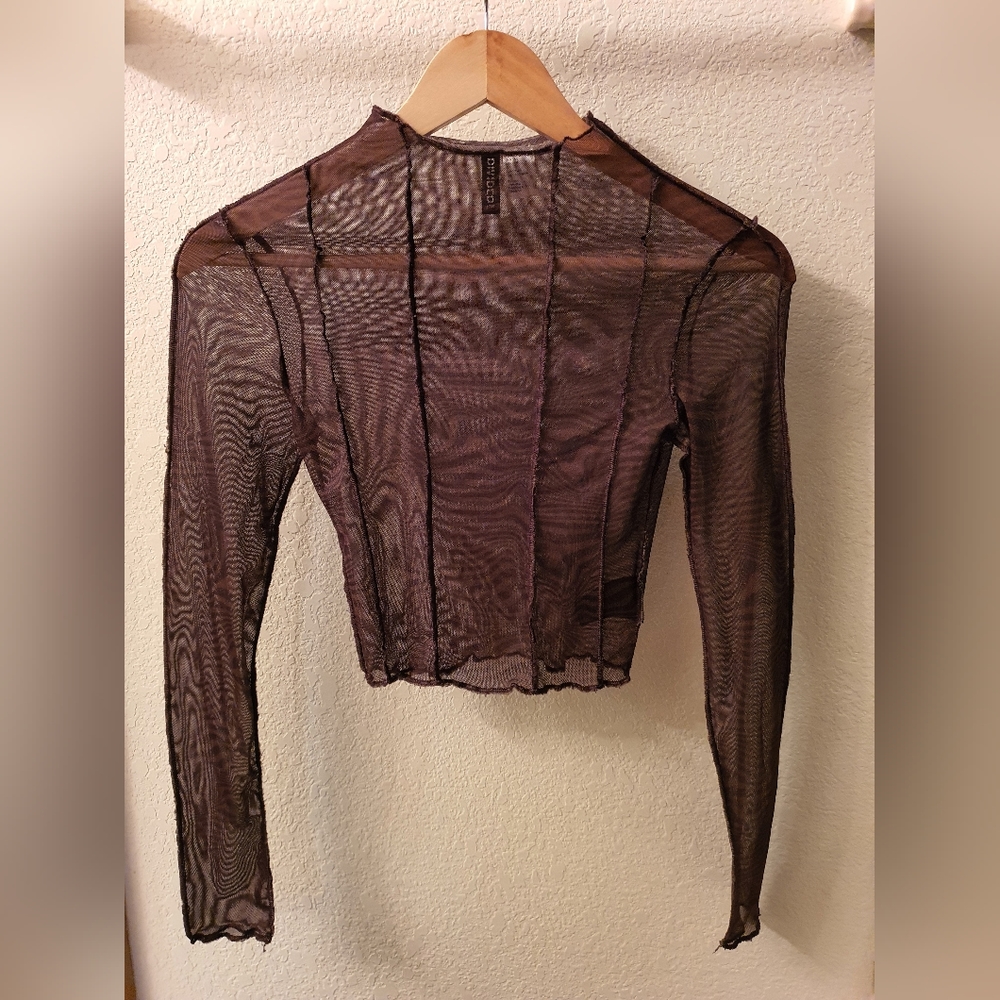 H&M divided brown and black zebra stripe mesh long sleeve